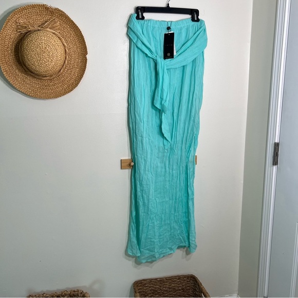 NWT Elegant quality lined maxi Skirt tie front & cut out side swimsuit cover up - Picture 1 of 9